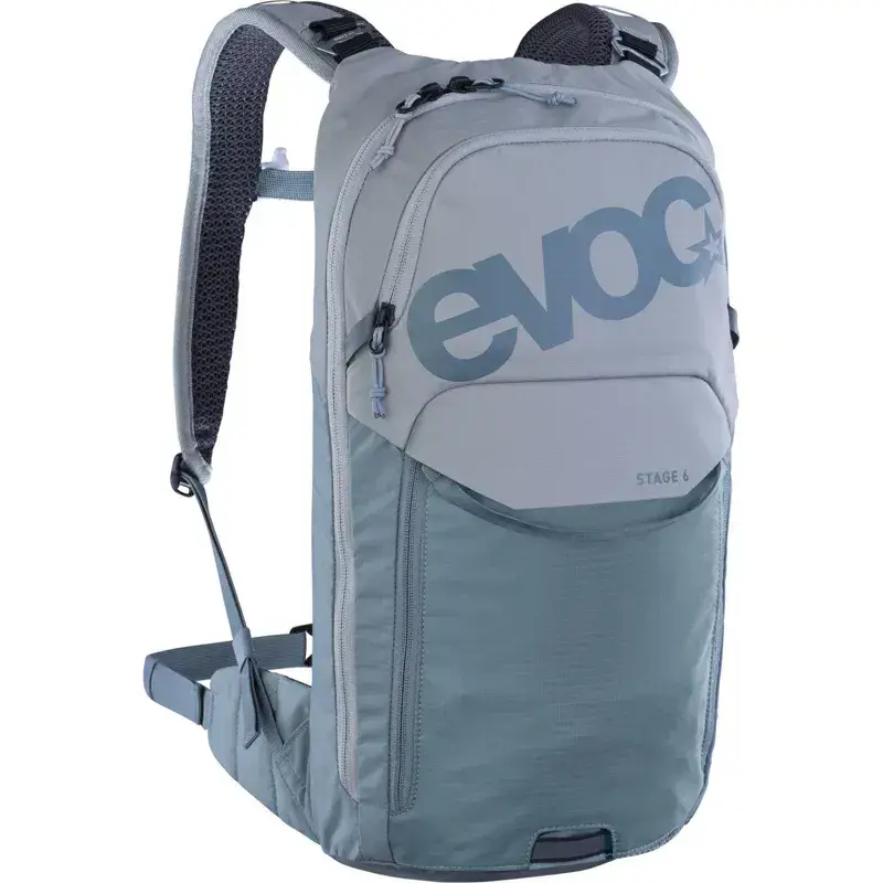 Balfes Bikes Evoc Stage 6L Performance Backpack + 2L Hydration Bladder in Stone/Steel Grey | Free postage over £30, £10 off first order, price match & 0% finance.