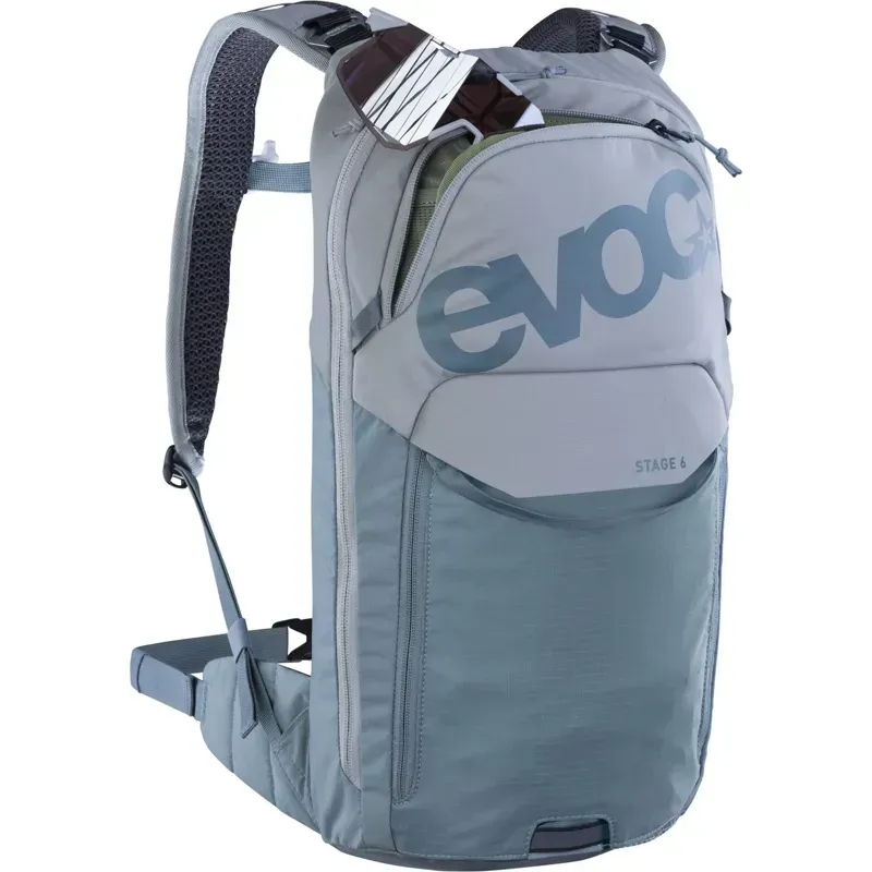 Evoc Stage 6L Performance Backpack + 2L Hydration Bladder in Stone/Steel Grey-2