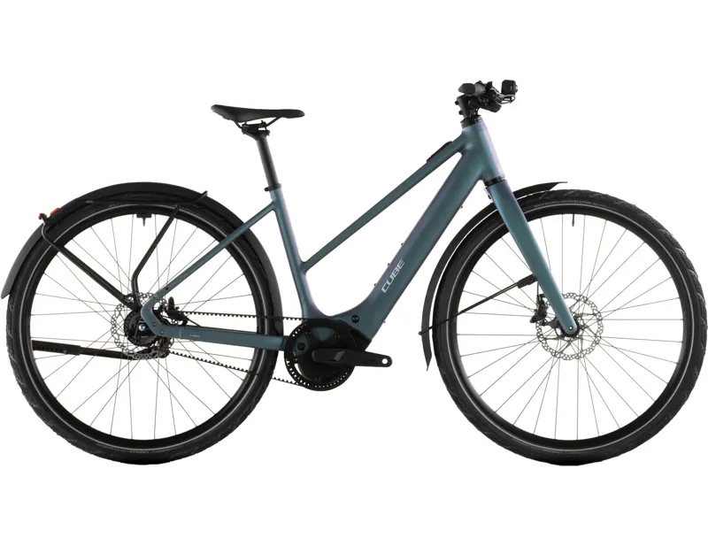 Balfes Bikes Cube Editor Hybrid SLT 400X FE Trapeze Electric Hybrid Bike 2026 In Smaragdgrey/Prism | Free postage over £30, £10 off first order, price match & 0% finance.