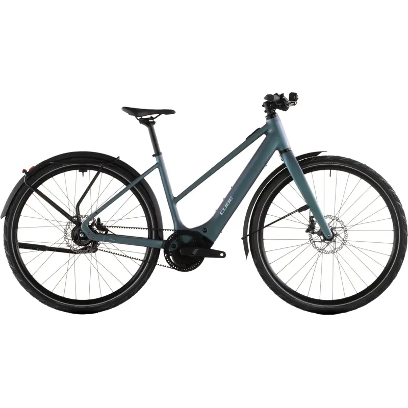 Balfes Bikes Cube Editor Hybrid SLT 400X FE Trapeze Electric Hybrid Bike 2026 In Smaragdgrey/Prism | Free postage over £30, £10 off first order, price match & 0% finance.