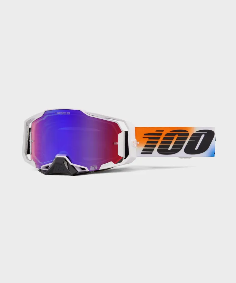 Balfes Bikes 100% Armega HiPER Goggles in United/Mirror Red/Blue Lens | Free postage over £30, £10 off first order, price match & 0% finance.