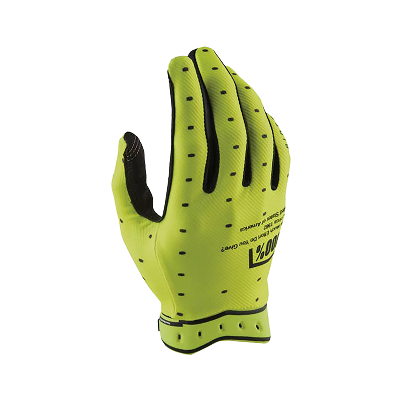 Balfes Bikes 100% Ridefit Full Finger Gloves in Flo Yellow | Free postage over £30, £10 off first order, price match & 0% finance.