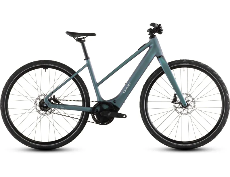 Balfes Bikes Cube Editor Hybrid SLT 400X Trapeze Electric Hybrid Bike 2026 In Smaragdgrey/Prism | Free postage over £30, £10 off first order, price match & 0% finance.
