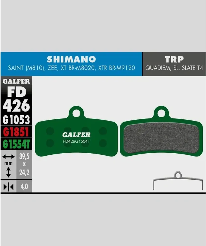 Galfer Pro Bike Disc Brake Pad Shimano Saint M810 Zee TRP DHR Slate Quadiem in Green-1