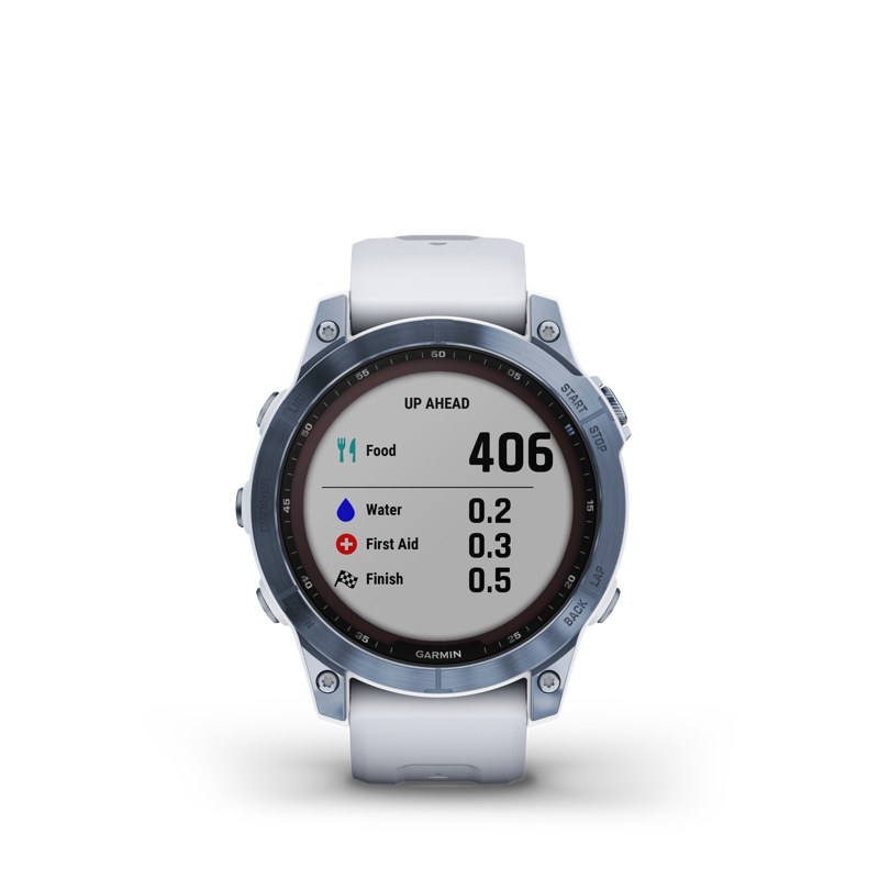 Garmin fenix 7 Sapphire Solar Watch in Mineral Blue Ti w/Whitestone Bd-3