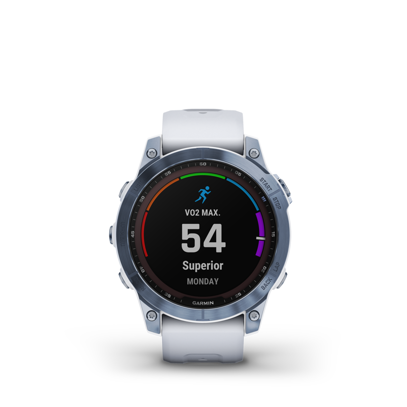 Garmin fenix 7 Sapphire Solar Watch in Mineral Blue Ti w/Whitestone Bd-4