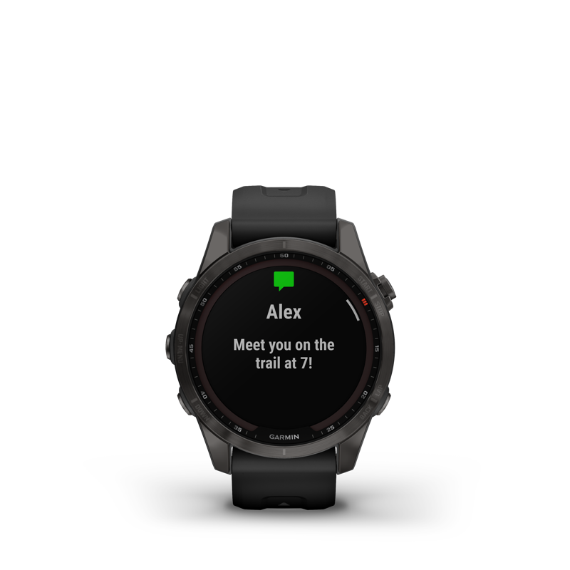 Garmin fenix 7S Sapphire Solar Watch in Carbon Gray DLC Ti/Black Band-2
