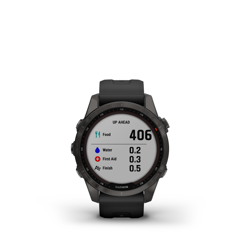 Garmin fenix 7S Sapphire Solar Watch in Carbon Gray DLC Ti/Black Band-4