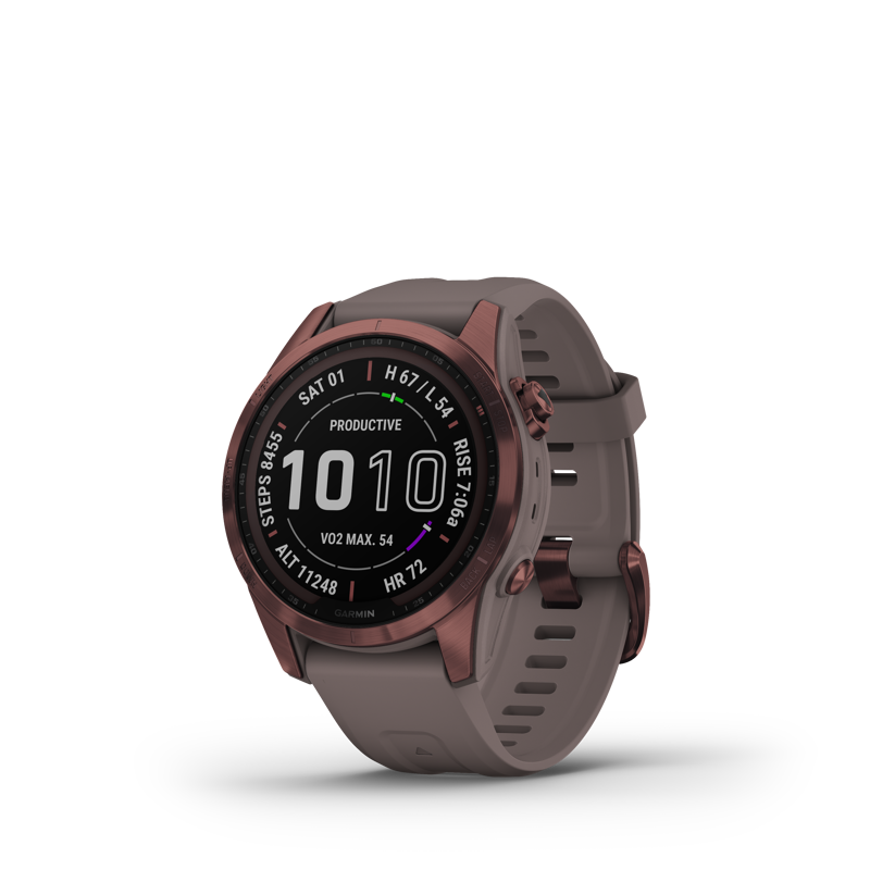 Garmin fenix 7S Sapphire Solar Watch in Dark Bronze Ti w/Shale Gray Band-2