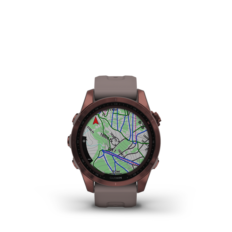 Garmin fenix 7S Sapphire Solar Watch in Dark Bronze Ti w/Shale Gray Band-3