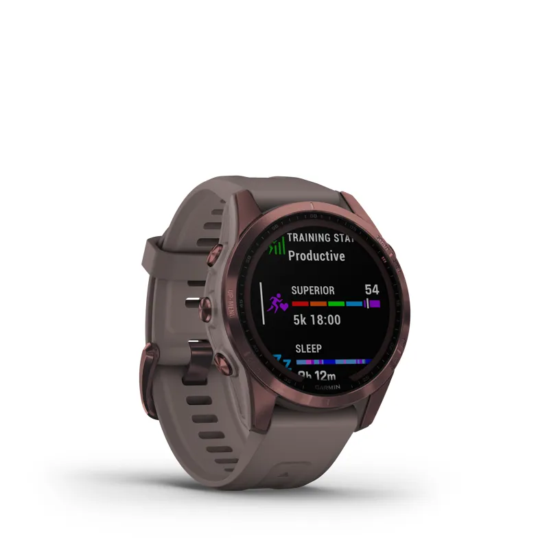 Garmin fenix 7S Sapphire Solar Watch in Dark Bronze Ti w/Shale Gray Band