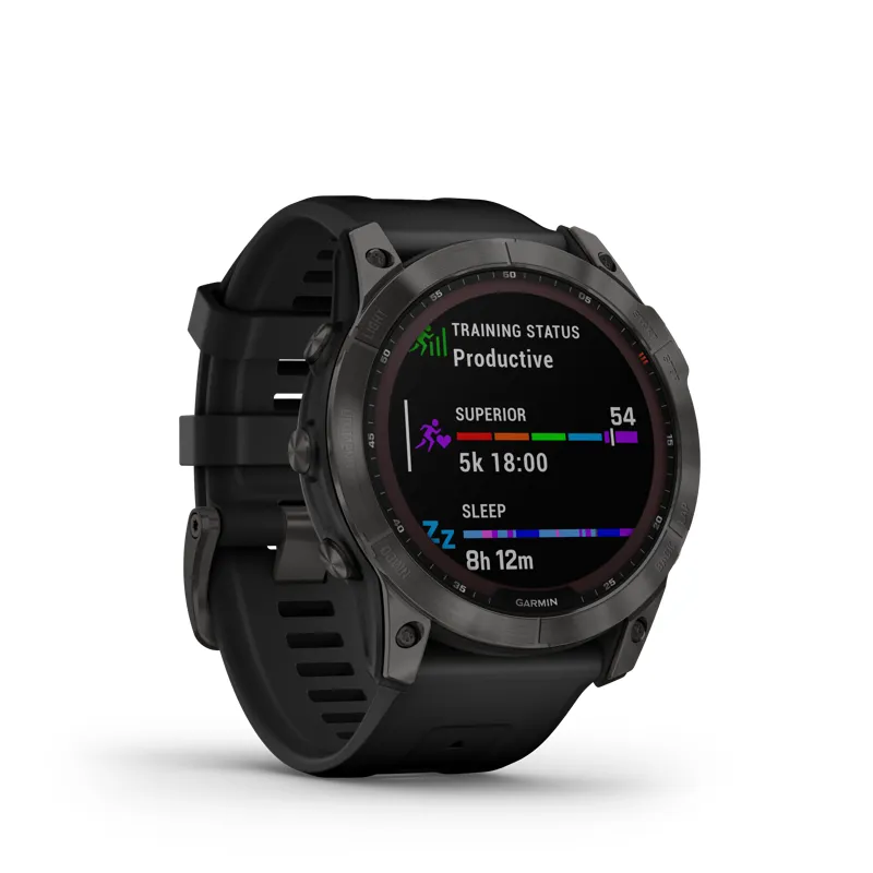 Garmin fenix 7X Sapphire Solar Watch in Carbon Grey DLC Ti w/Blk Band