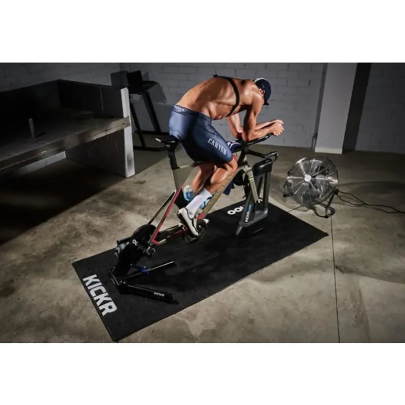 Wahoo KICKR CORE Smart Turbo Trainer and Wahoo KICKR Trainer Floor Mat Bundle-7