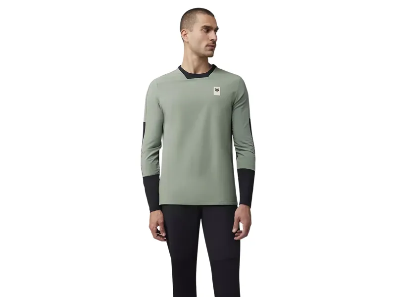 Fox Defend Thermal Long Sleeve Jersey in Moss-2