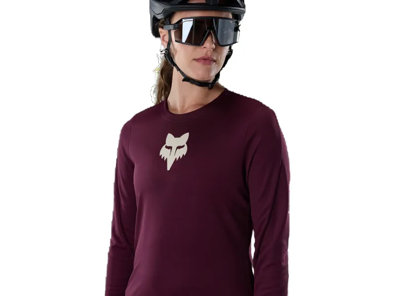Fox Ranger Fox Head Long Sleeve Jersey Women's in Dark Maroon-4