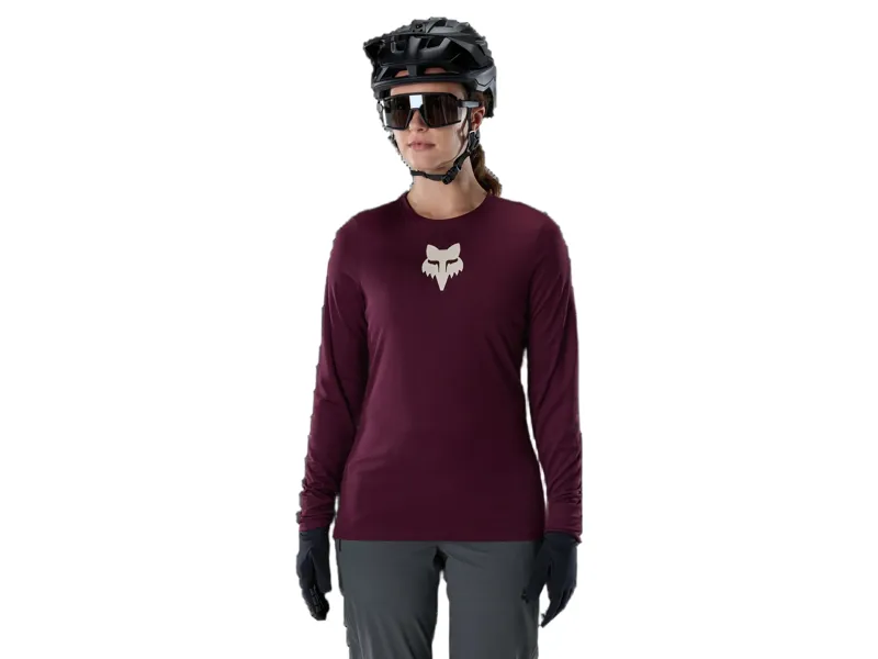 Fox Ranger Fox Head Long Sleeve Jersey Women's in Dark Maroon-2