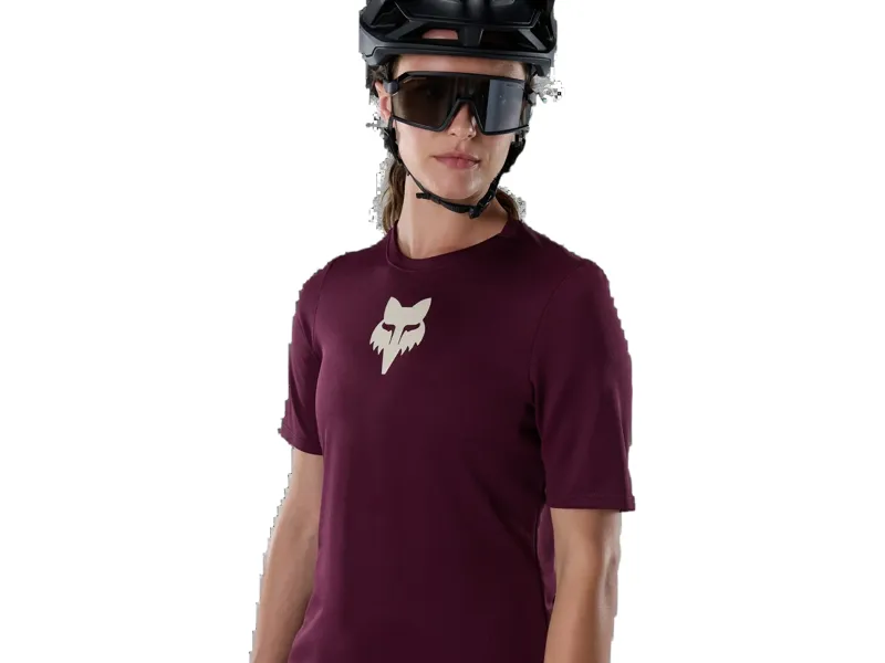 Fox Womens Ranger SS Jersey Fox Head in Dark Maroon-4