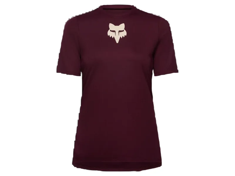 Fox Womens Ranger SS Jersey Fox Head in Dark Maroon