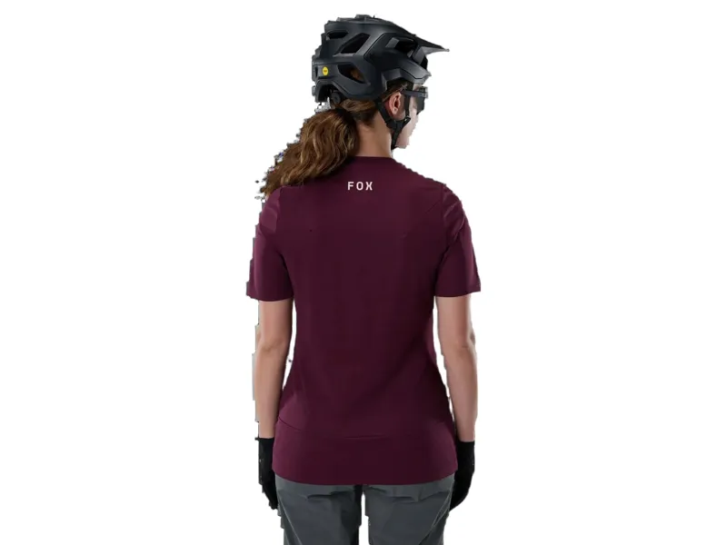 Fox Womens Ranger SS Jersey Fox Head in Dark Maroon-3