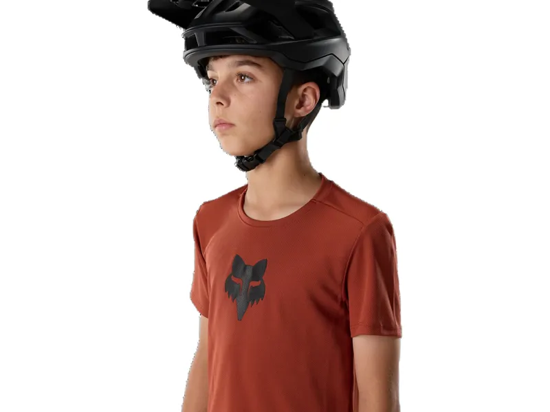 Fox Youth Ranger SS Jersey Fox Head in Amber Scarlet-4