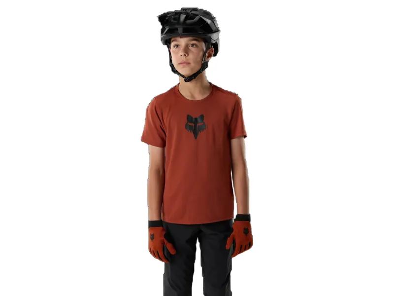 Fox Youth Ranger SS Jersey Fox Head in Amber Scarlet-2
