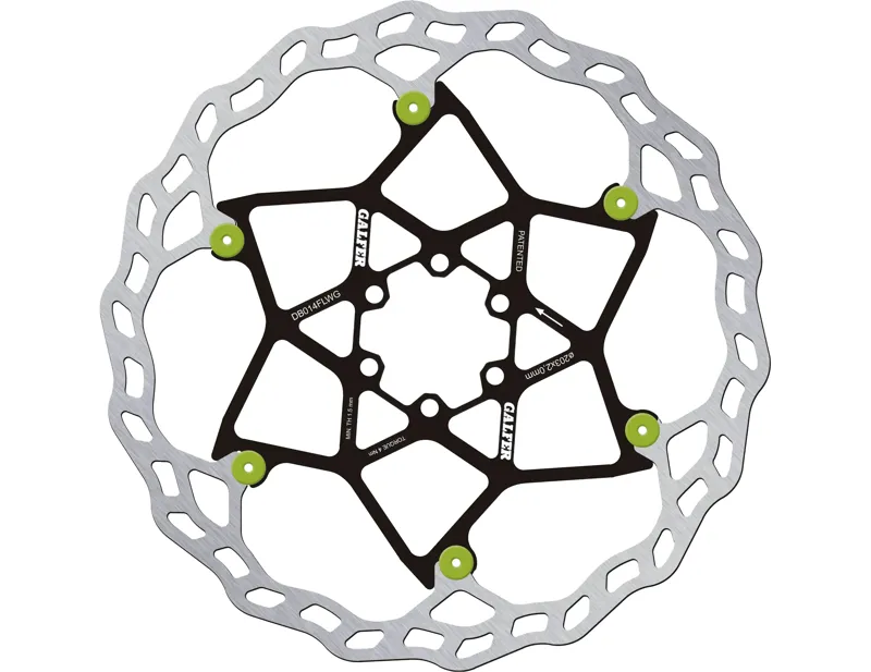 Balfes Bikes Galfer Wave 6-Bolt Floating Disc Rotor in Silver/Green | Free postage over £30, £10 off first order, price match & 0% finance.