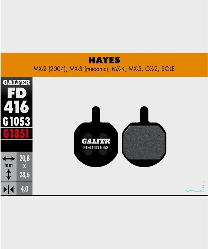 STANDARD BIKE DISC BRAKE PAD HAYES MX2 - MX3 - GX2-1