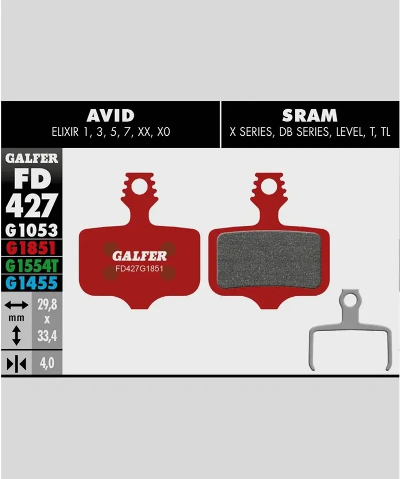 Galfer Advanced Bike Disc Brake Pad Avid Elixir SRAM XX-1