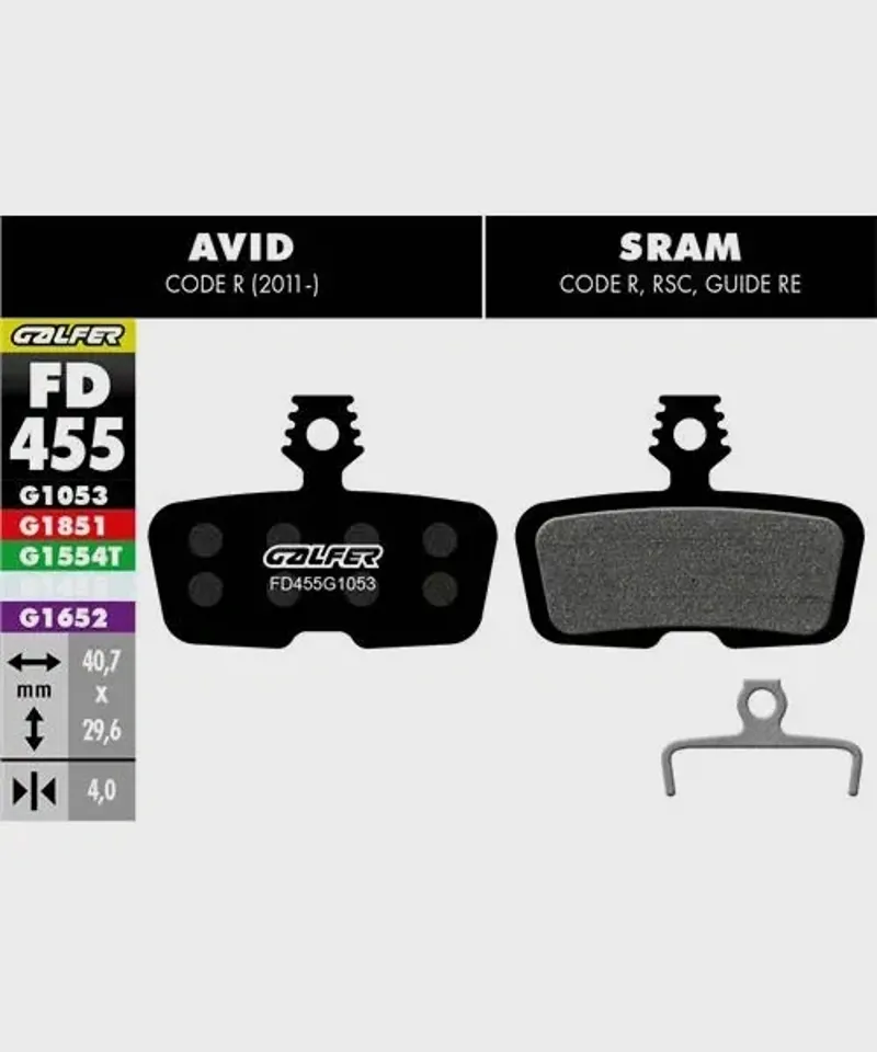 STANDARD BIKE DISC BRAKE PAD AVID SRAM CODE-1