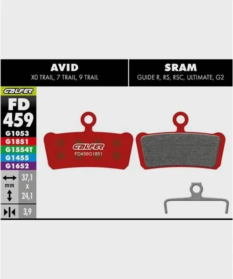 Galfer Advanced Bike Disc Brake Pad Avid XO Trail SRAM Guide R RS RSC G2-1