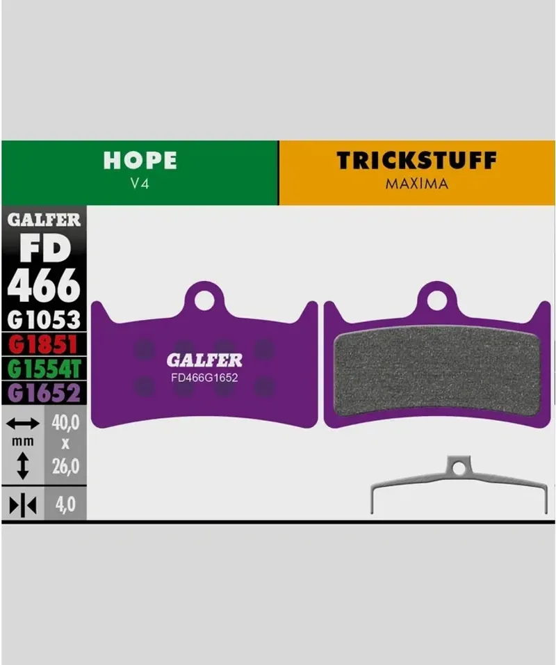 Galfer E-Bike Disc Brake Pad Hope V4 Trickstuff Maxima in Purple-1