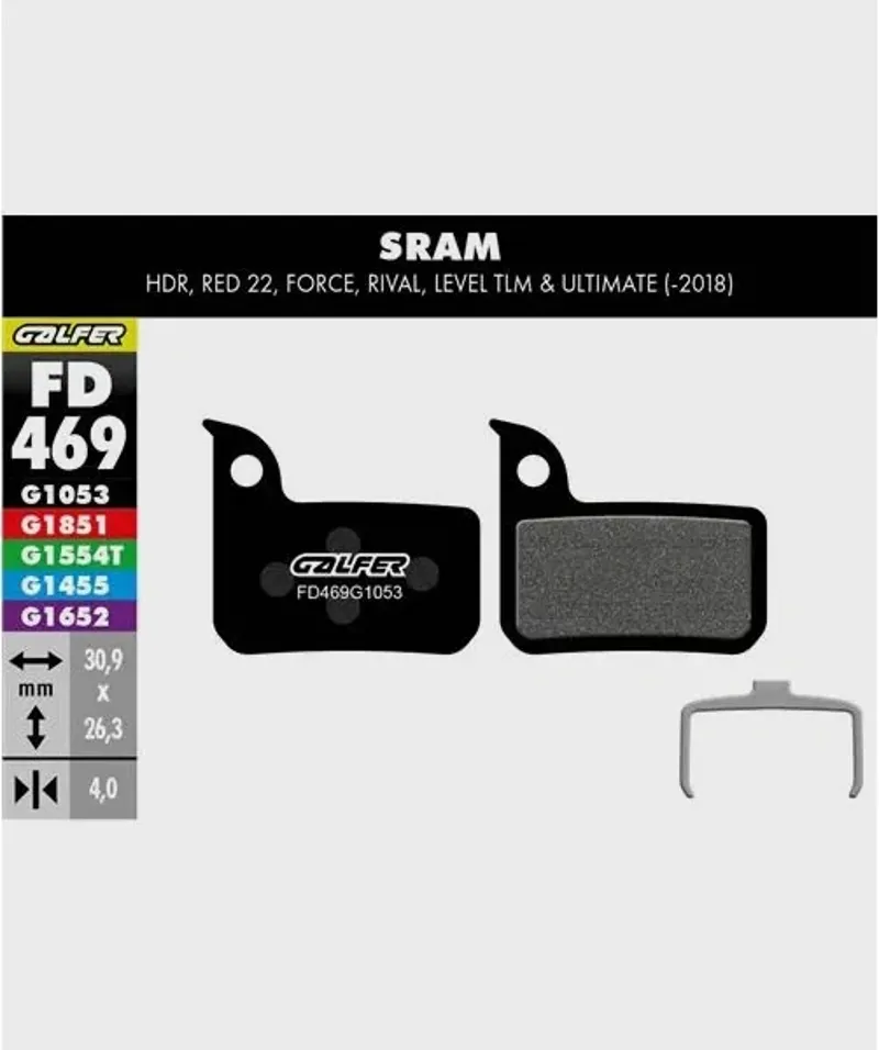 STANDARD BIKE DISC BRAKE PAD SRAM RED FORCE RIVAL LEVEL-1