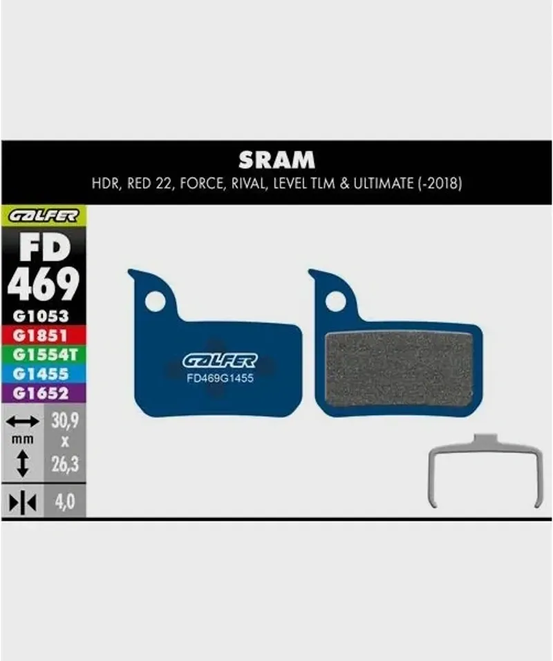 Galfer Road Bike Disc Brake Pad SRAM Red Force Rival Level-1