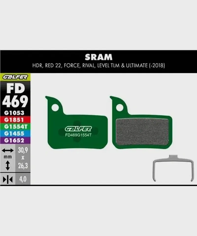 Galfer Pro Bike Disc Brake Pad SRAM Red Force Rival Level-1