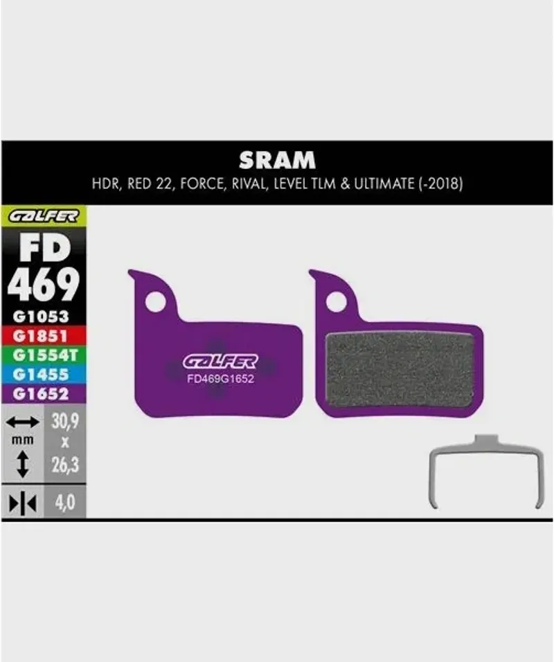 Galfer E-Bike Disc Brake Pad Sram Red Force Rival Level in Purple-1
