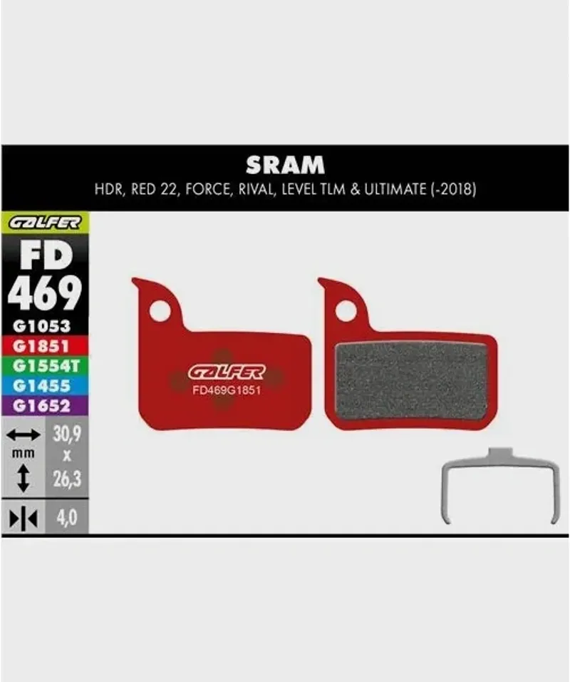 Galfer Advanced Bike Disc Brake Pad SRAM Red Force Rival Level-1