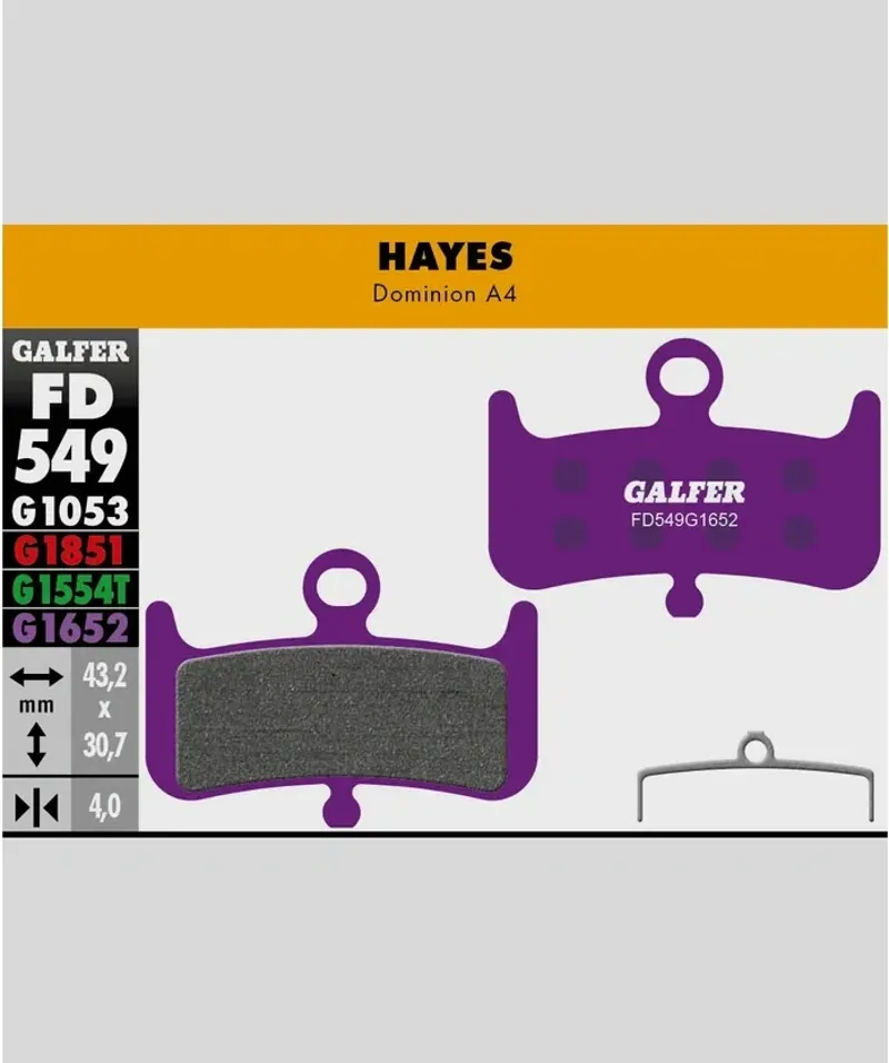 Galfer E-Bike Disc Brake Pad Hayes Dominion A4 in Purple-1
