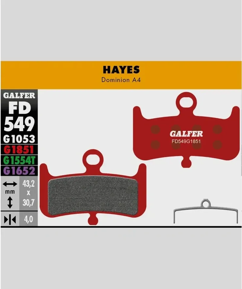 Galfer Advanced Bike Disc Brake Pad Hayes Dominion A4-1