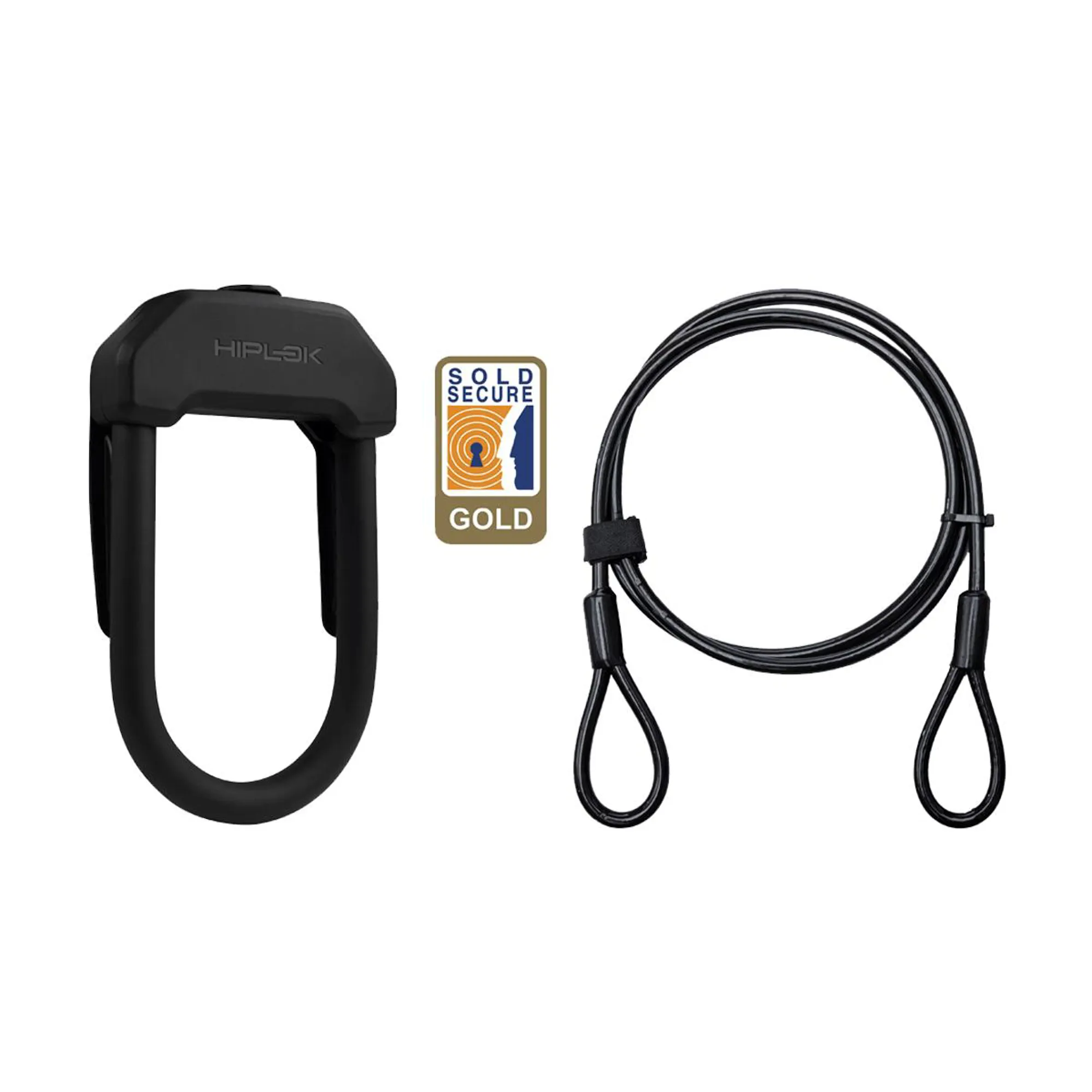 D Lock Small Hiplok DX+ Hardened Steel D Lock and 2m Cable 15 cm x 8.5 cm
