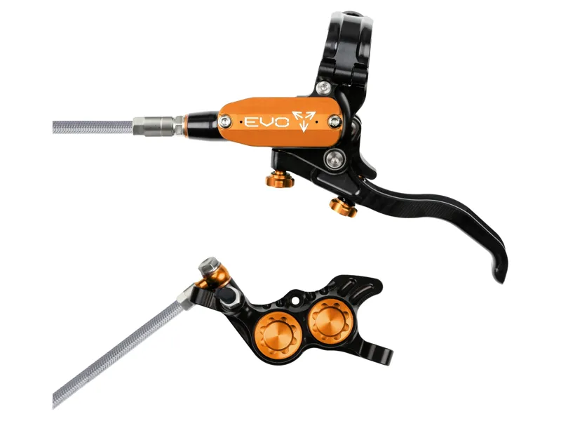 Hope Brake EVO GR4 - No Rotor - BRAIDED - Left Hand in Black/Orange