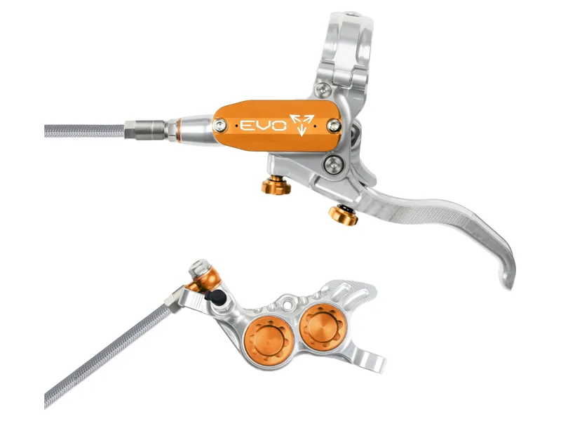 Hope Brake EVO GR4 - No Rotor - BRAIDED - Left Hand in Silver/Orange