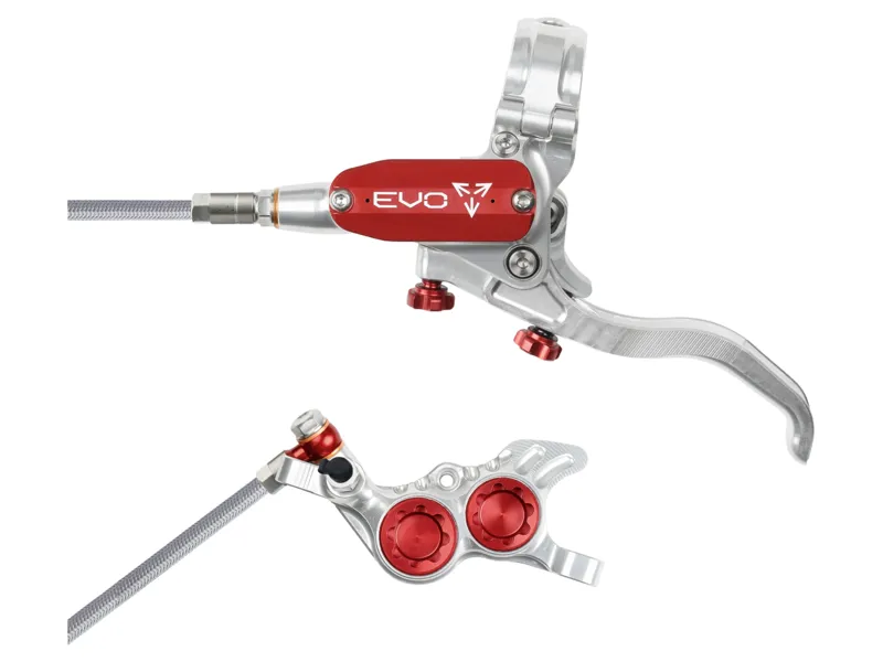 Hope Brake EVO GR4 - No Rotor - BRAIDED - Left Hand in Silver/Red