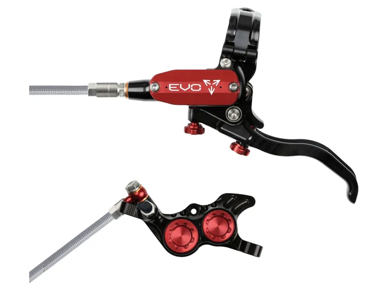 Hope Brake EVO GR4 - No Rotor - BRAIDED - Right Hand in Black/Red