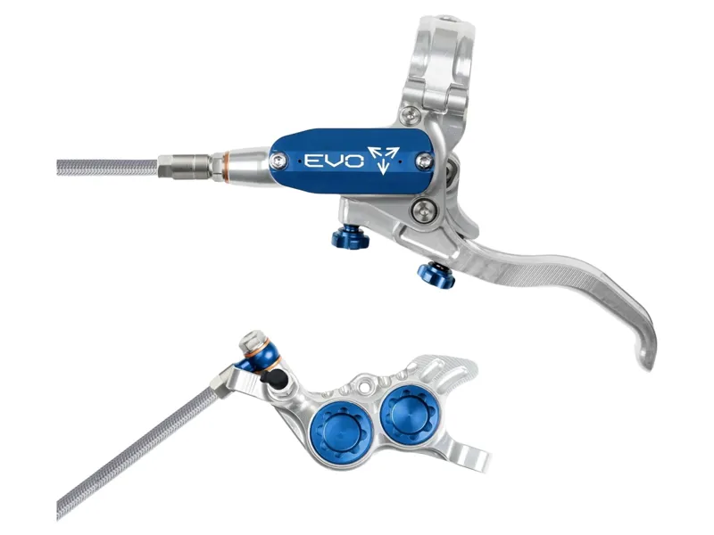 Hope Brake EVO GR4 - No Rotor - BRAIDED - Right Hand in Silver/Blue