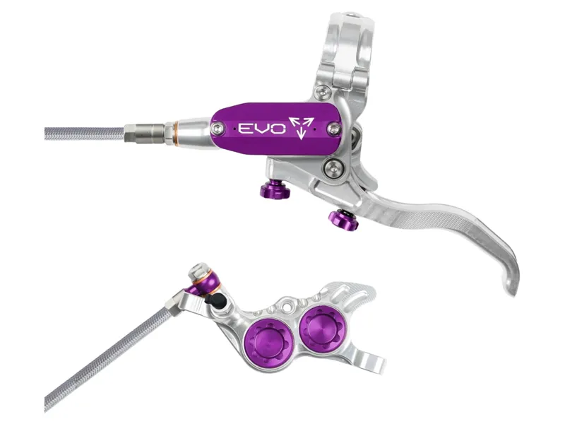 Hope Brake EVO GR4 - No Rotor - BRAIDED - Right Hand in Silver/Purple