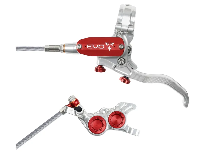 Hope Brake EVO GR4 - No Rotor - BRAIDED - Right Hand in Silver/Red