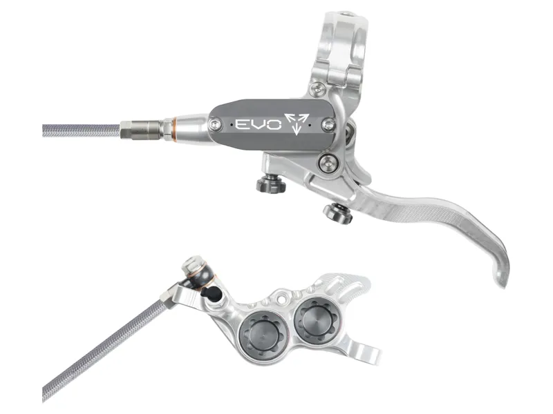 Hope Brake EVO GR4 - No Rotor - BRAIDED - Right Hand in Silver/Smoke