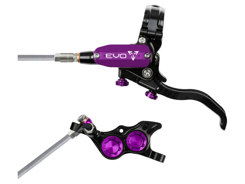Hope Brake EVO TR4 - No Rotor -  BRAIDED - Left Hand in Black/Purple
