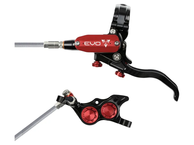 Hope Brake EVO TR4 - No Rotor -  BRAIDED - Left Hand in Black/Red