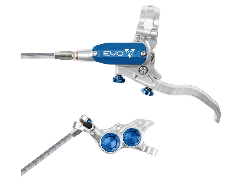 Hope Brake EVO TR4 - No Rotor -  BRAIDED - Left Hand in Silver/Blue